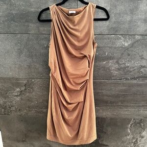 Brunello Cucinelli ruched beige dress US size M'